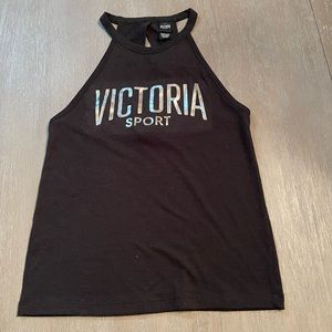 Victoria Sport Tank Top in black with key hole back Size XS. Gently Used